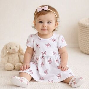 Dot Dot Smile Baby Girls Pretty in Bows Short Sleeve Dress 6-12 M DotDotSmile